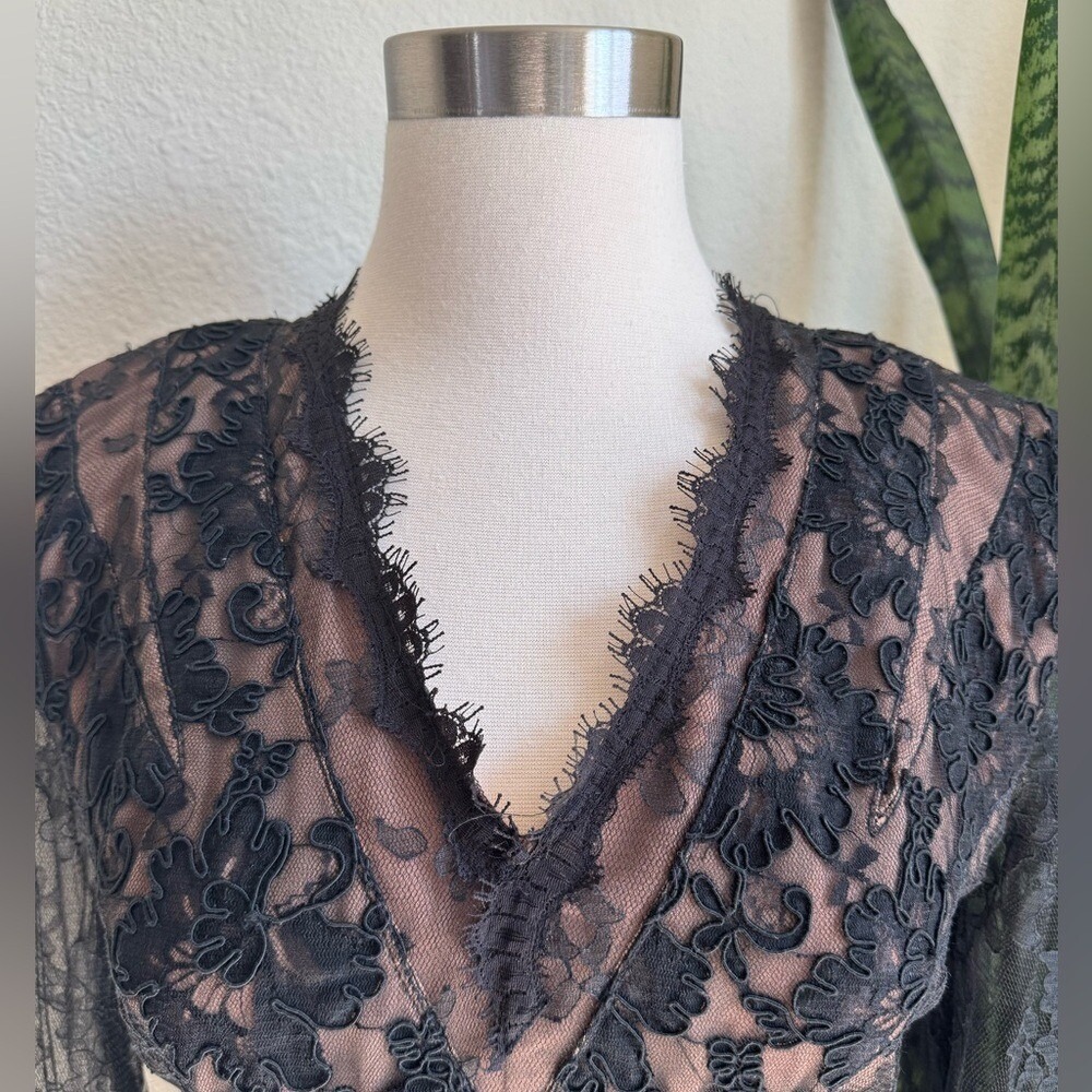 Vintage Victor Costa Black Lace Illusion Wiggle Dress Made in USA‎ - Picture 8 of 11